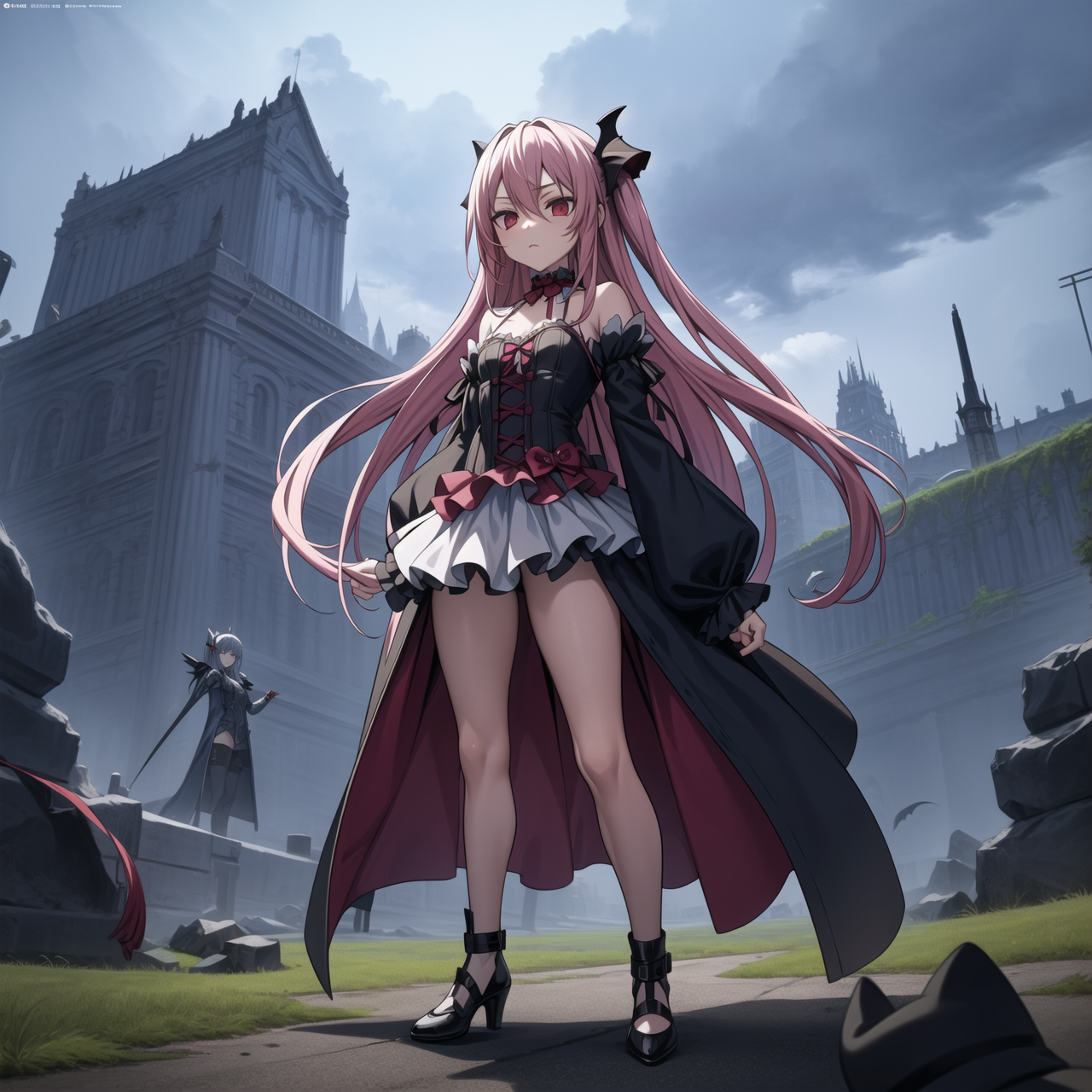 00032-2680032173-,,small breasts,_((best quality)),((masterpiece)),(detailed),Krul Tepes,(Manga style_1.2),fierce expression,dark aura,(queen of.png